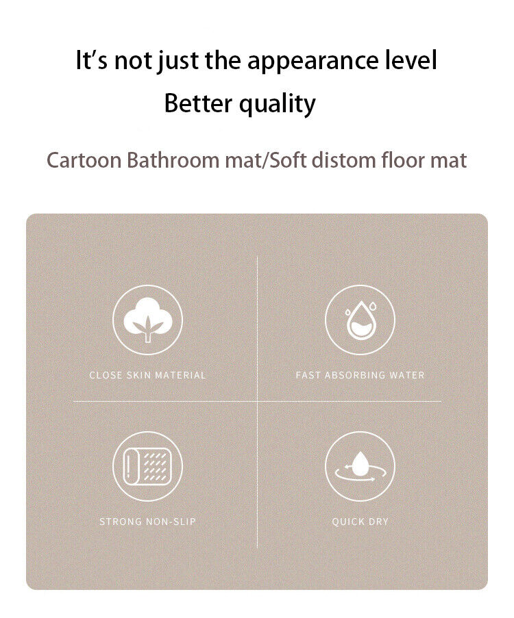 3D Door Mat Cartoon Soft Diatom Mud Absorbent Carpet Bathroom Non